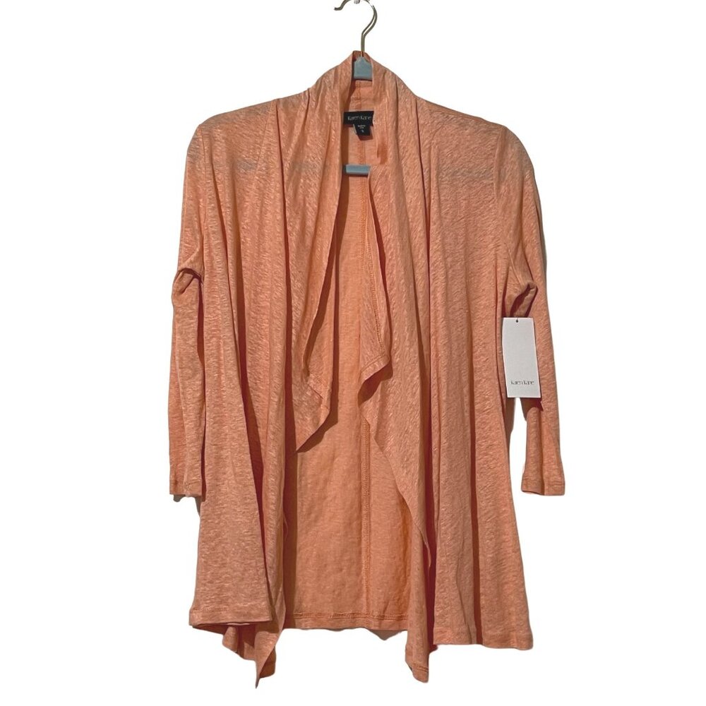 Karen Kane Tropicali 3/4 Sleeve Peach Linen Cardigan Size S New With Tags